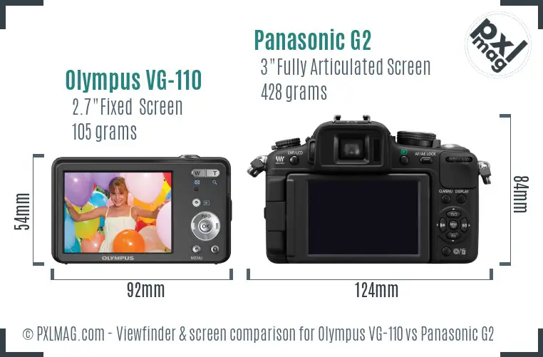 Olympus VG-110 vs Panasonic G2 Screen and Viewfinder comparison Olympus VG-110 vs Panasonic G2 Screen and Viewfinder comparison