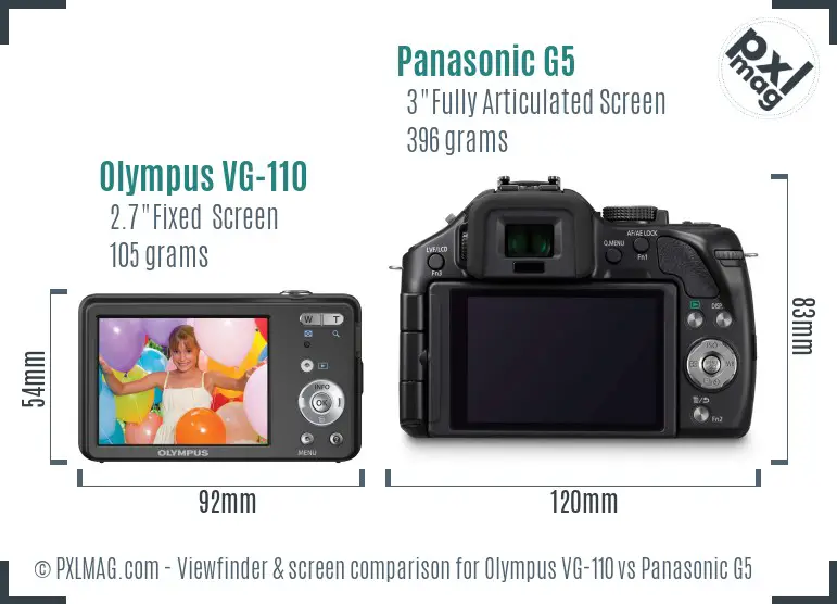 Olympus VG-110 vs Panasonic G5 Screen and Viewfinder comparison