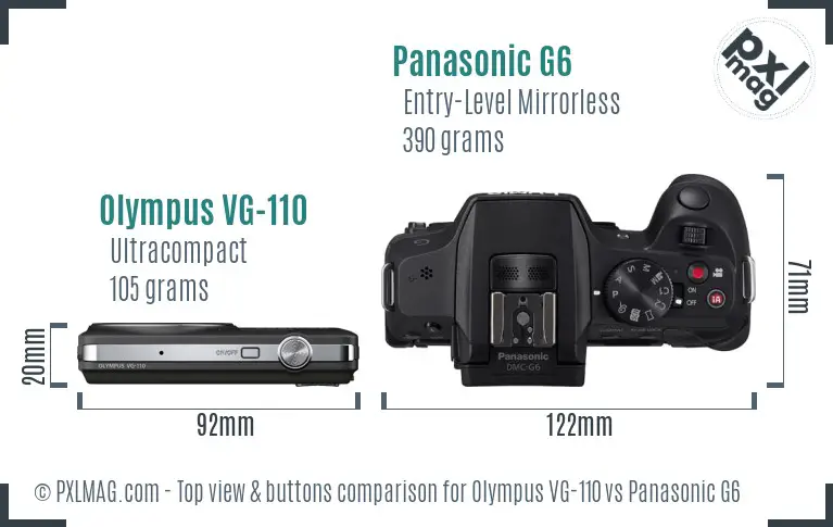Olympus VG-110 vs Panasonic G6 top view buttons comparison