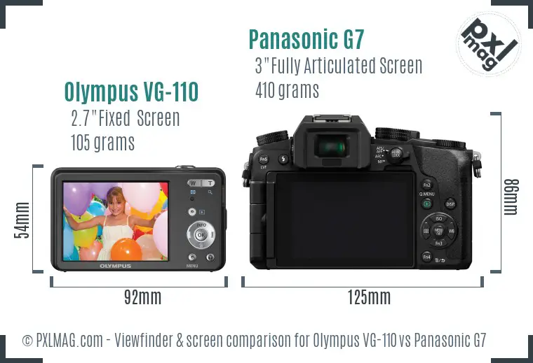 Olympus VG-110 vs Panasonic G7 Screen and Viewfinder comparison