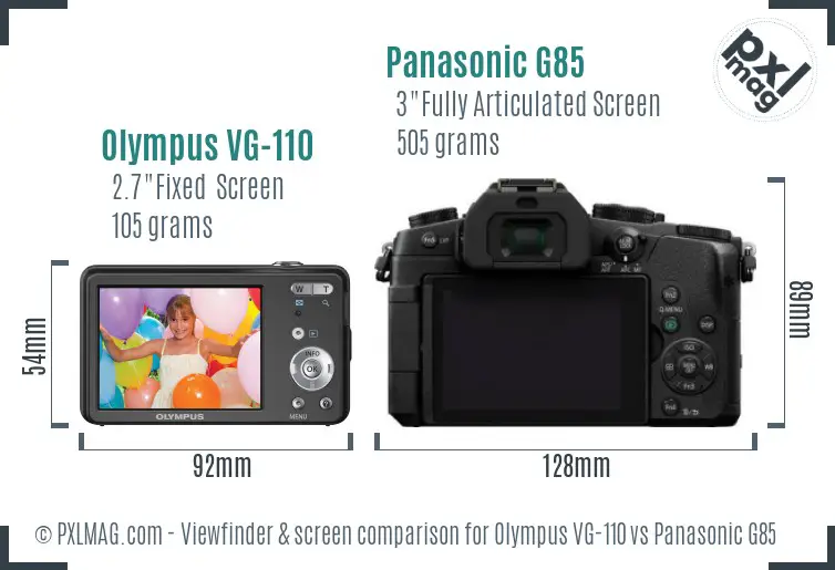 Olympus VG-110 vs Panasonic G85 Screen and Viewfinder comparison