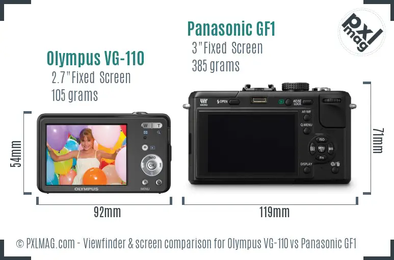 Olympus VG-110 vs Panasonic GF1 Screen and Viewfinder comparison