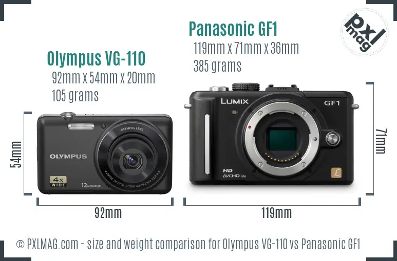 Olympus VG-110 vs Panasonic GF1 size comparison