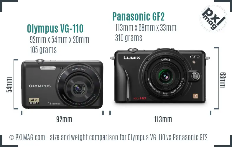 Olympus VG-110 vs Panasonic GF2 size comparison