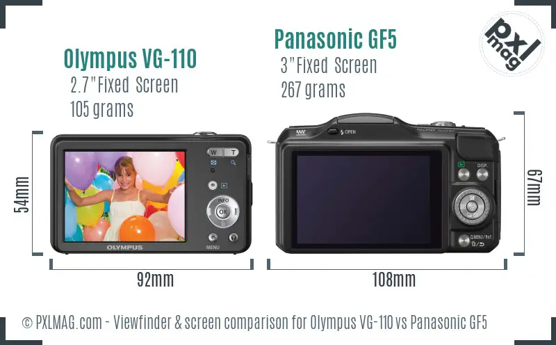 Olympus VG-110 vs Panasonic GF5 Screen and Viewfinder comparison Olympus VG-110 vs Panasonic GF5 Screen and Viewfinder comparison
