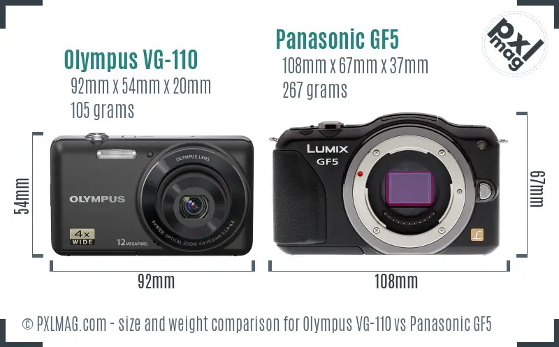 Olympus VG-110 vs Panasonic GF5 size comparison Olympus VG-110 vs Panasonic GF5 size comparison