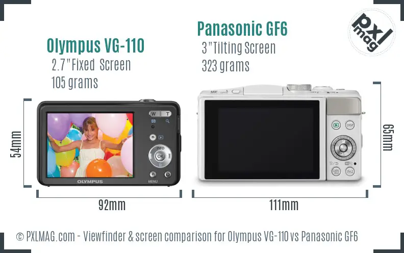 Olympus VG-110 vs Panasonic GF6 Screen and Viewfinder comparison