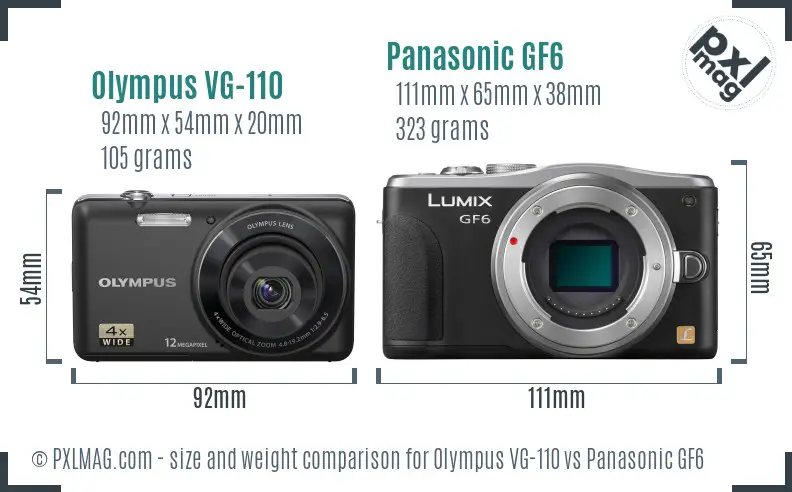 Olympus VG-110 vs Panasonic GF6 size comparison