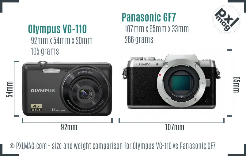 Olympus VG-110 vs Panasonic GF7 size comparison