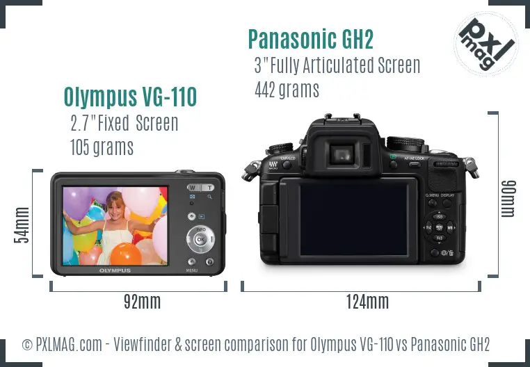 Olympus VG-110 vs Panasonic GH2 Screen and Viewfinder comparison Olympus VG-110 vs Panasonic GH2 Screen and Viewfinder comparison