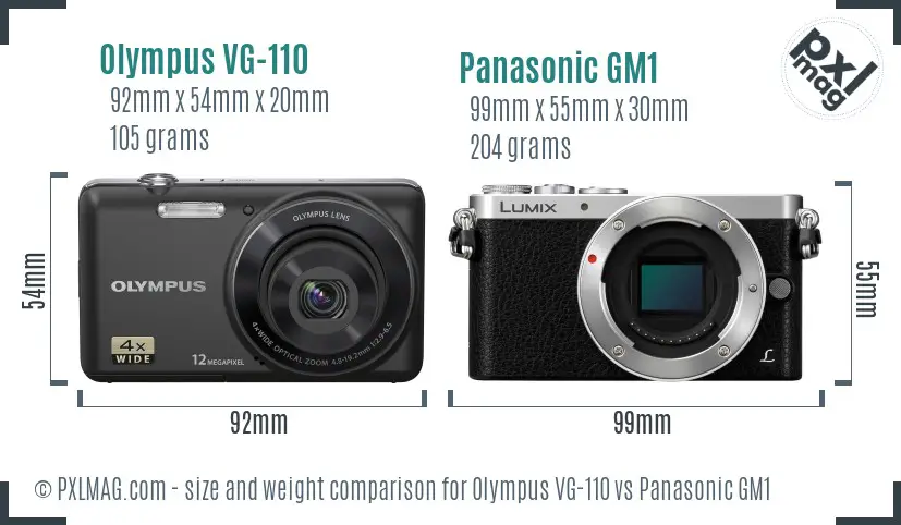 Olympus VG-110 vs Panasonic GM1 size comparison Olympus VG-110 vs Panasonic GM1 size comparison