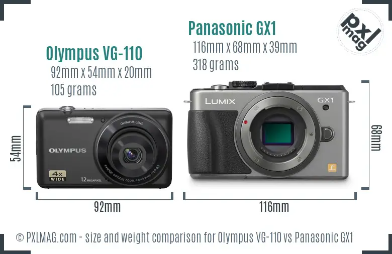 Olympus VG-110 vs Panasonic GX1 size comparison