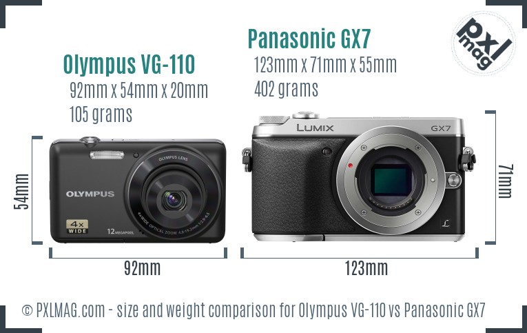 Olympus VG-110 vs Panasonic GX7 size comparison