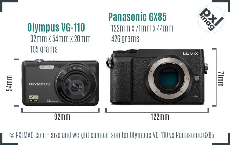 Olympus VG-110 vs Panasonic GX85 size comparison
