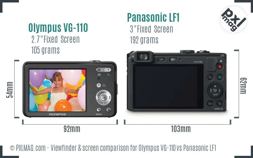 Olympus VG-110 vs Panasonic LF1 Screen and Viewfinder comparison