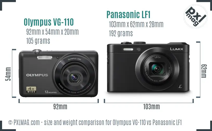 Olympus VG-110 vs Panasonic LF1 size comparison