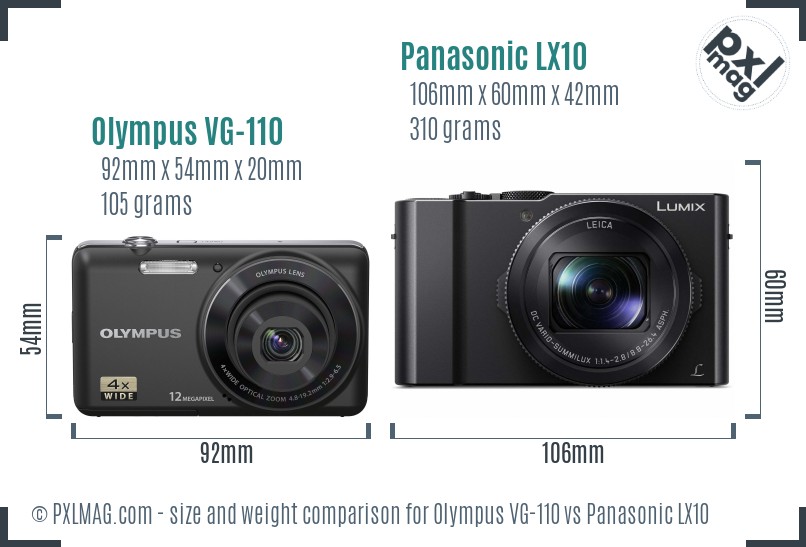 Olympus VG-110 vs Panasonic LX10 size comparison