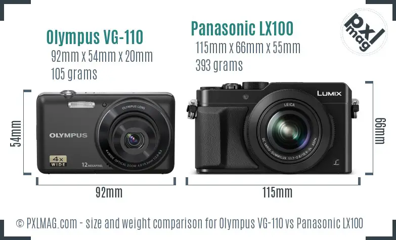 Olympus VG-110 vs Panasonic LX100 size comparison Olympus VG-110 vs Panasonic LX100 size comparison