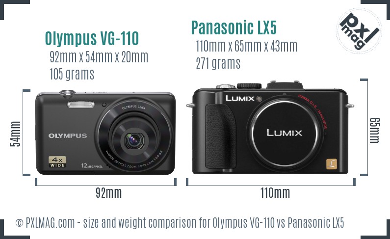 Olympus VG-110 vs Panasonic LX5 size comparison