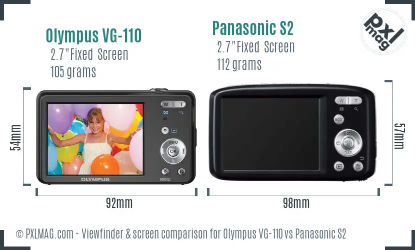 Olympus VG-110 vs Panasonic S2 Screen and Viewfinder comparison