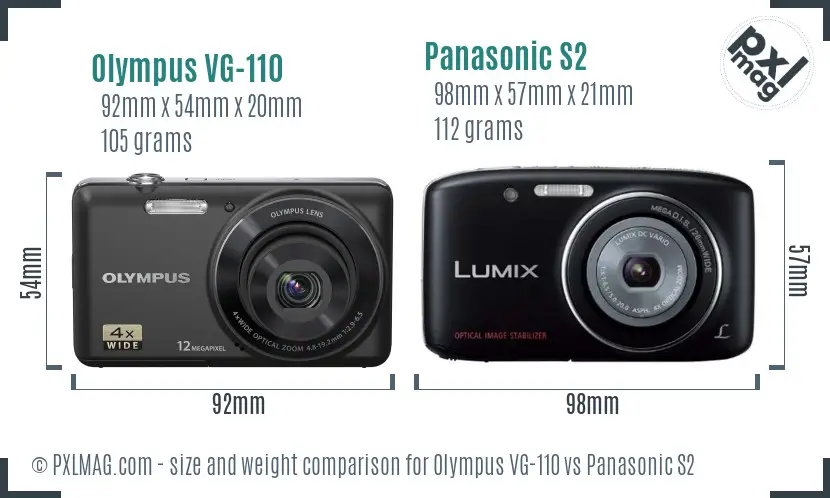 Olympus VG-110 vs Panasonic S2 size comparison