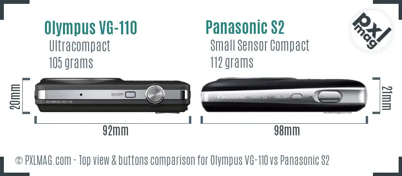 Olympus VG-110 vs Panasonic S2 top view buttons comparison