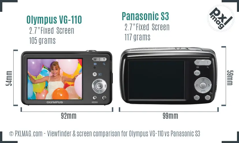 Olympus VG-110 vs Panasonic S3 Screen and Viewfinder comparison