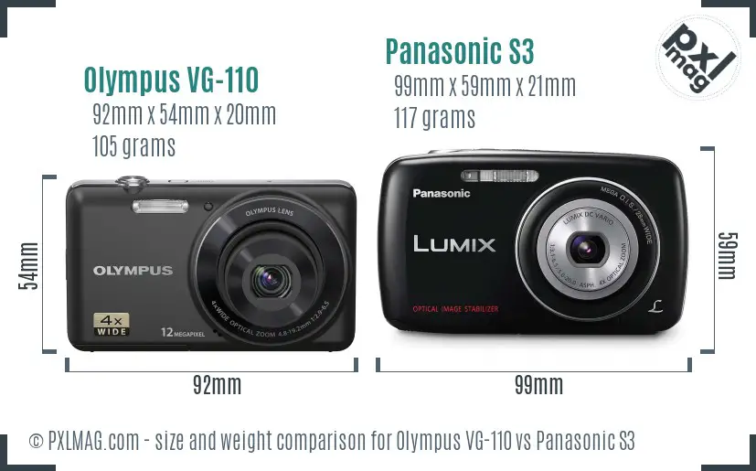 Olympus VG-110 vs Panasonic S3 size comparison