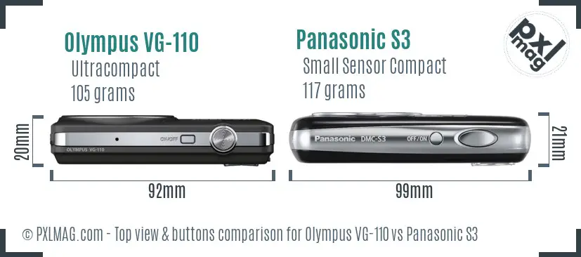 Olympus VG-110 vs Panasonic S3 top view buttons comparison