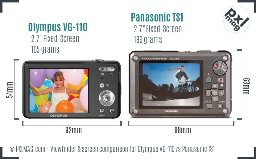 Olympus VG-110 vs Panasonic TS1 Screen and Viewfinder comparison