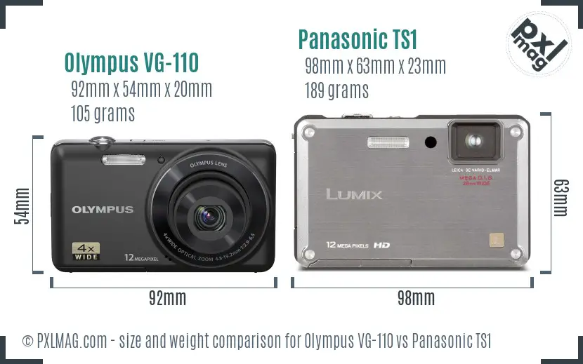 Olympus VG-110 vs Panasonic TS1 size comparison