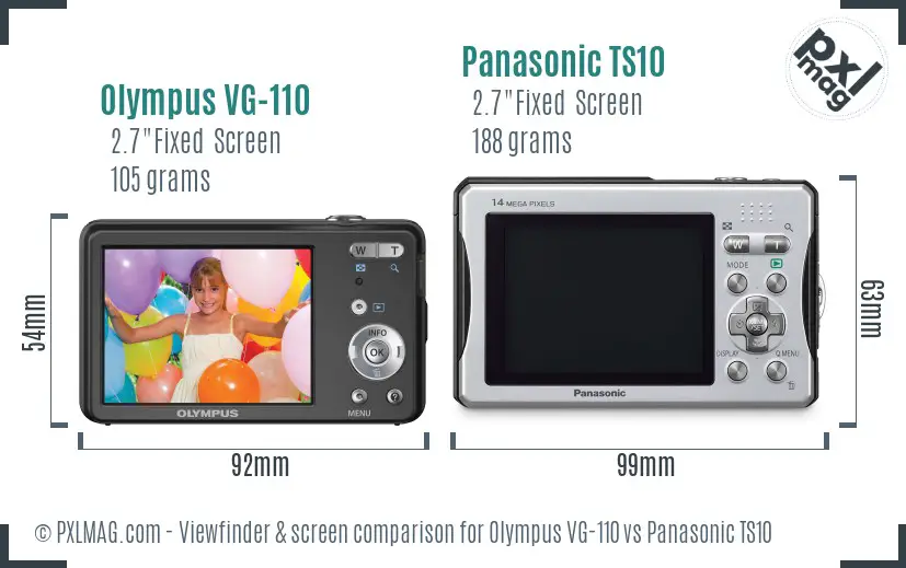 Olympus VG-110 vs Panasonic TS10 Screen and Viewfinder comparison