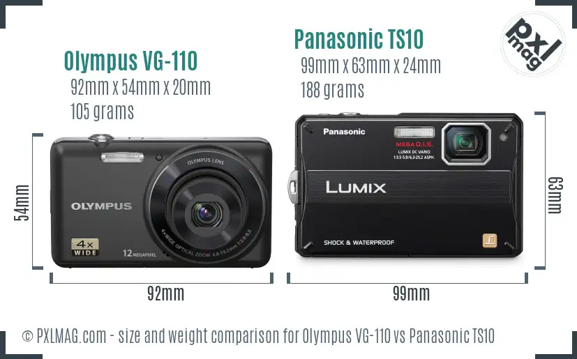 Olympus VG-110 vs Panasonic TS10 size comparison