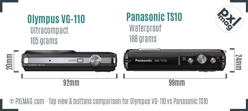 Olympus VG-110 vs Panasonic TS10 top view buttons comparison