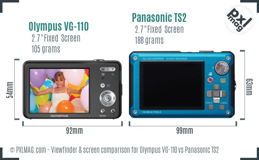 Olympus VG-110 vs Panasonic TS2 Screen and Viewfinder comparison