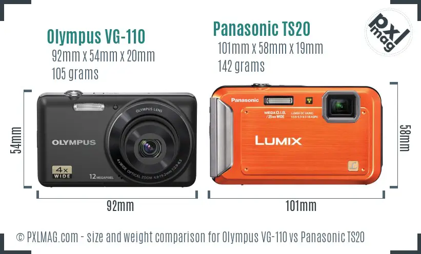 Olympus VG-110 vs Panasonic TS20 size comparison