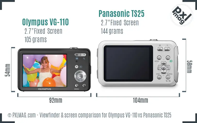 Olympus VG-110 vs Panasonic TS25 Screen and Viewfinder comparison Olympus VG-110 vs Panasonic TS25 Screen and Viewfinder comparison