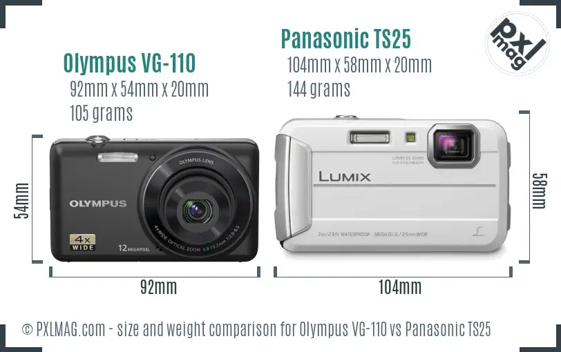Olympus VG-110 vs Panasonic TS25 size comparison Olympus VG-110 vs Panasonic TS25 size comparison
