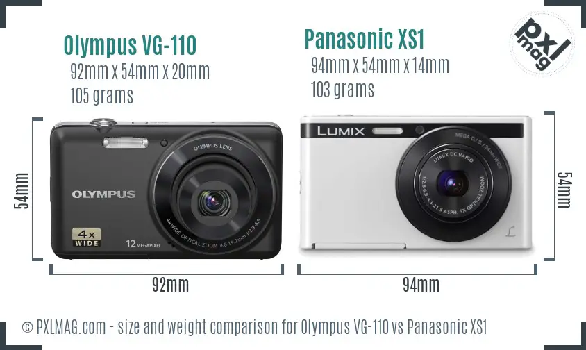 Olympus VG-110 vs Panasonic XS1 size comparison