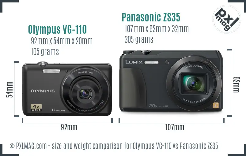 Olympus VG-110 vs Panasonic ZS35 size comparison