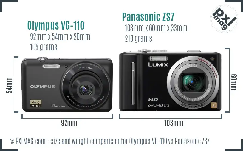 Olympus VG-110 vs Panasonic ZS7 size comparison