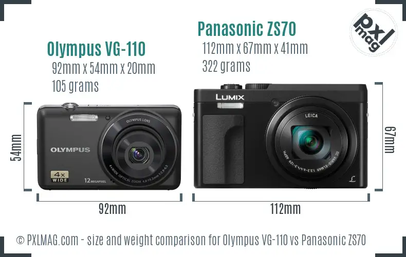 Olympus VG-110 vs Panasonic ZS70 size comparison