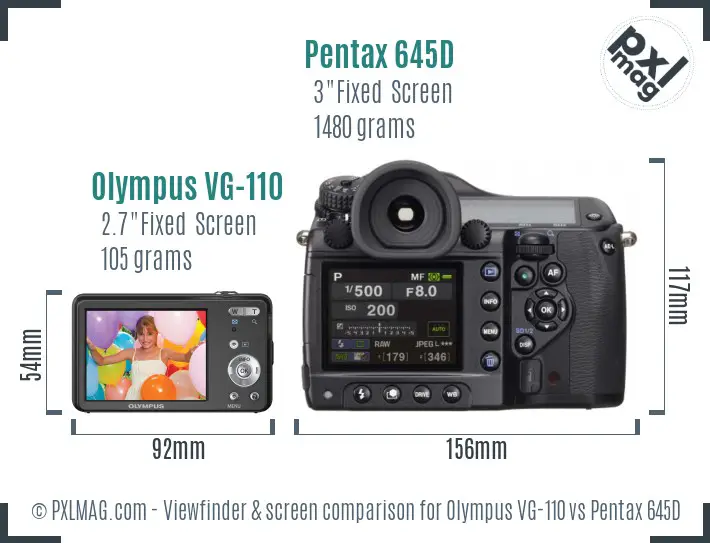 Olympus VG-110 vs Pentax 645D Screen and Viewfinder comparison