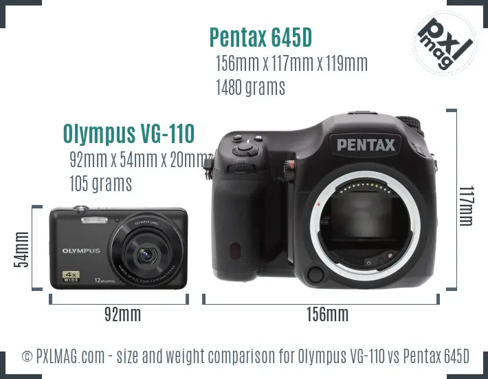 Olympus VG-110 vs Pentax 645D size comparison