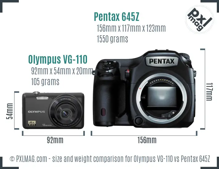 Olympus VG-110 vs Pentax 645Z size comparison