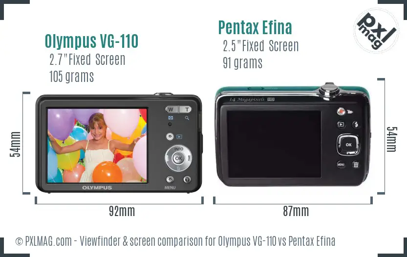Olympus VG-110 vs Pentax Efina Screen and Viewfinder comparison
