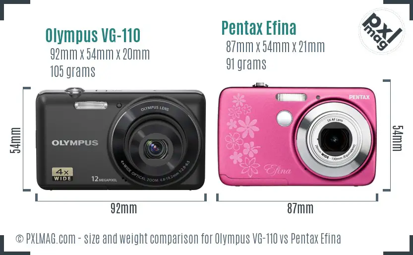 Olympus VG-110 vs Pentax Efina size comparison