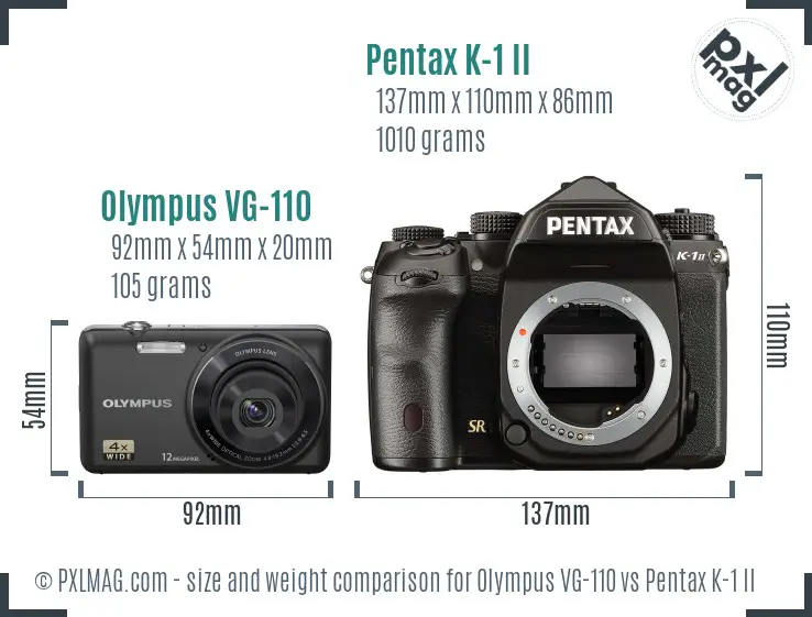 Olympus VG-110 vs Pentax K-1 II size comparison