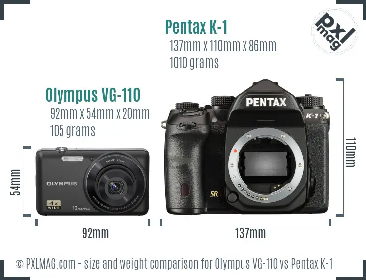 Olympus VG-110 vs Pentax K-1 size comparison