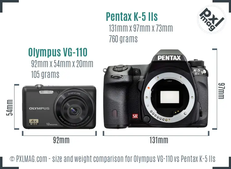 Olympus VG-110 vs Pentax K-5 IIs size comparison